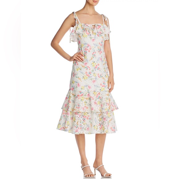 Yumi Kim Dresses & Skirts - Yumi Kim Floral Cotton Eyelet Lace A-Line Midi San Juan Dress White Size 10